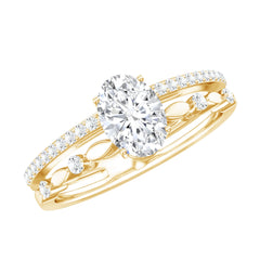 Lab Grown Diamond 5X7 MM Oval Shaped Double Band Engagement Ring