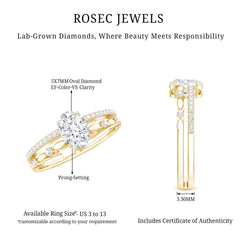 Lab Grown Diamond 5X7 MM Oval Shaped Double Band Engagement Ring