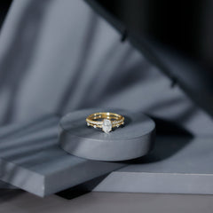 Lab Grown Diamond 5X7 MM Oval Shaped Double Band Engagement Ring
