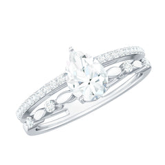 Certified Lab Grown Diamond 5X7 MM Teardrop Double Band Engagement Ring