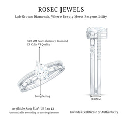 Certified Lab Grown Diamond 5X7 MM Teardrop Double Band Engagement Ring