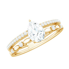 Certified Lab Grown Diamond 5X7 MM Teardrop Double Band Engagement Ring