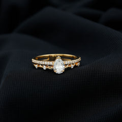 Certified Lab Grown Diamond 5X7 MM Teardrop Double Band Engagement Ring