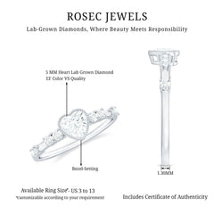 Bezel Set Lab Grown Diamond Heart Shaped Engagement Ring