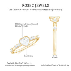 Bezel Set Lab Grown Diamond Heart Shaped Engagement Ring