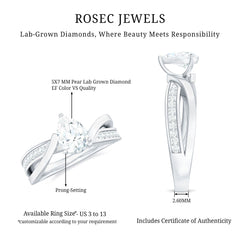 Certified Lab Grown Diamond 5X7 MM Pear Shaped Engagement Ring