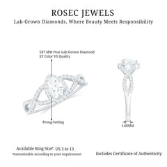 Lab Grown Diamond Teardrop Halo Engagement Ring For Women