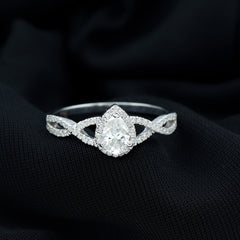 Lab Grown Diamond Teardrop Halo Engagement Ring For Women