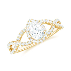 Lab Grown Diamond Teardrop Halo Engagement Ring For Women