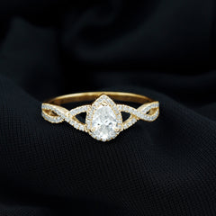 Lab Grown Diamond Teardrop Halo Engagement Ring For Women