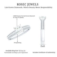 Certified Lab Grown Diamond 5 MM Princess Cut Engagement Ring For Women