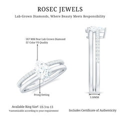 Lab Grown Diamond Pear Shaped Solitaire Engagement Ring