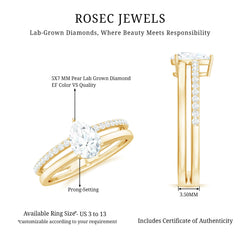 Lab Grown Diamond Pear Shaped Solitaire Engagement Ring