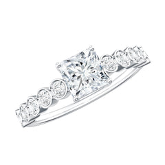 Lab Grown Diamond 5 MM Princess Cut Engagement Ring With Side Stones