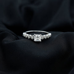 Lab Grown Diamond 5 MM Princess Cut Engagement Ring With Side Stones