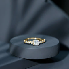 Lab Grown Diamond 5 MM Princess Cut Engagement Ring With Side Stones