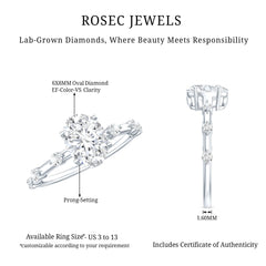 Lab Grown Diamond 6X8 MM Oval Solitaire Engagement Ring