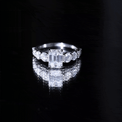 Lab Grown Diamond 6X8 MM Emerald Cut Engagement Ring With Side Stones