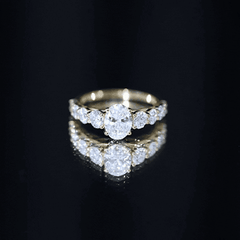 Lab Grown Diamond 6X8 MM Oval Engagement Ring With Side Stones