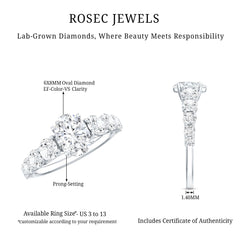 Lab Grown Diamond 6X8 MM Oval Engagement Ring With Side Stones