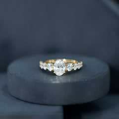 Lab Grown Diamond 6X8 MM Oval Engagement Ring With Side Stones
