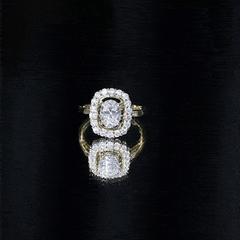 Certified 6X8 MM Oval Lab Grown Diamond Halo Engagement Ring