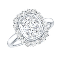 Certified 6X8 MM Oval Lab Grown Diamond Halo Engagement Ring