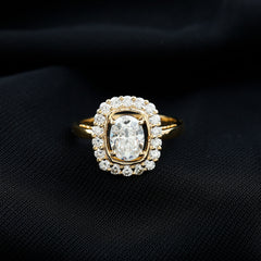 Certified 6X8 MM Oval Lab Grown Diamond Halo Engagement Ring