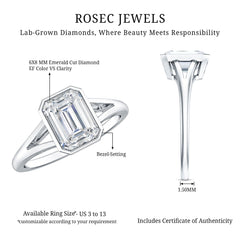 Certified Lab Grown Diamond 6X8 MM Emerald Cut Engagement Ring