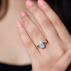 Certified Lab Grown Diamond 6X8 MM Emerald Cut Engagement Ring