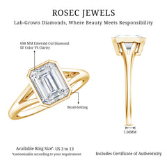 Certified Lab Grown Diamond 6X8 MM Emerald Cut Engagement Ring