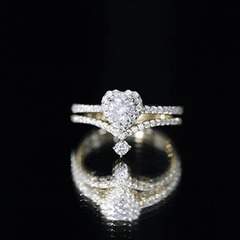 Certified 5 MM Lab Grown Diamond Heart Bridal Ring Set