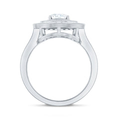 Certified 6X8 MM Oval Lab Grown Diamond Double Halo Engagement Ring