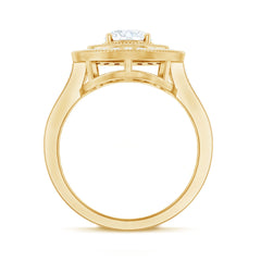 Certified 6X8 MM Oval Lab Grown Diamond Double Halo Engagement Ring
