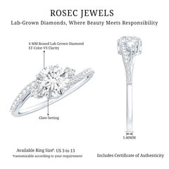 Lab Grown Diamond 6 MM Solitaire Engagement Ring With Side Stones