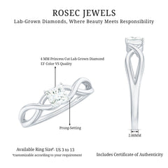 Certified Lab Princess Cut Diamond Infinity Promise Ring
