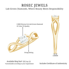 Certified Lab Princess Cut Diamond Infinity Promise Ring