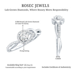 Certified 6MM Lab Grown Diamond Love Knot Engagement Ring