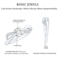 Certified 6 MM Lab Grown Diamond Prong Set Twisted Engagement Ring