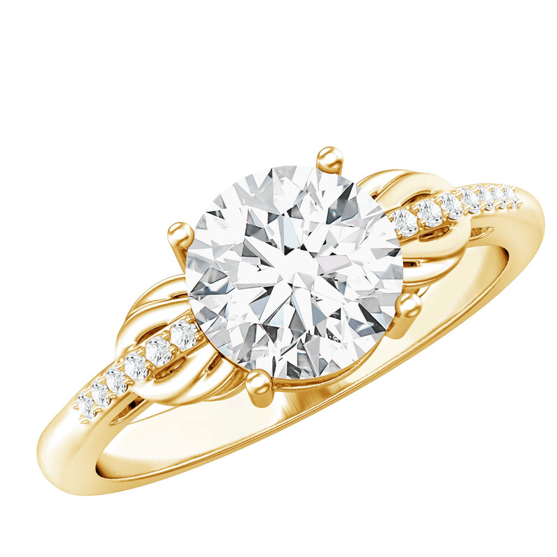 Certified 8 MM Round Lab Grown Diamond Unique Engagement Ring