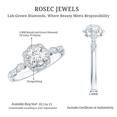 Certified 6MM Lab Grown Diamond Nature Engagement Ring