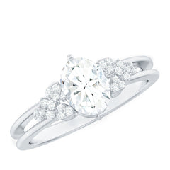 Certified 6X8MM Oval Lab Grown Diamond Designer Engagement Ring