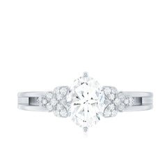Certified 6X8MM Oval Lab Grown Diamond Designer Engagement Ring