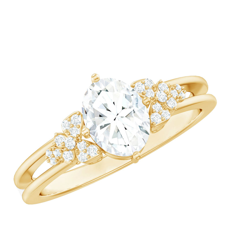 Certified 6X8MM Oval Lab Grown Diamond Designer Engagement Ring