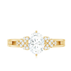 Certified 6X8MM Oval Lab Grown Diamond Designer Engagement Ring