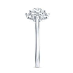 Certified Lab Grown Diamond Art Deco Flower Engagement Ring