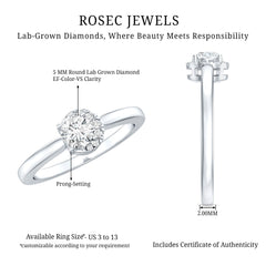 5 MM Certified Lab Grown Diamond Solitaire Promise Ring