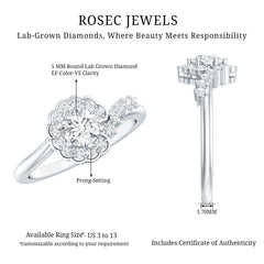Certified 5 MM Lab Grown Diamond Nature Inspired Engagement Ring