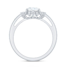 Lab Grown Diamond 8 MM Circle Engagement Ring With Side Stones