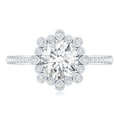 Lab Grown Diamond 8 MM Circle Engagement Ring With Side Stones